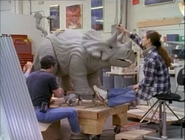 Baby Triceratops Ralph being sculpted