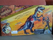 Backside of the box of the JP:3D Allosaurus toy.