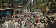 Pterosaurs attacking persons in the Main Street.