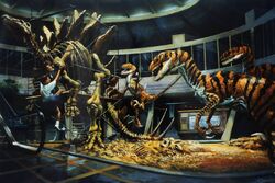 Visitor Center rotunda raptor attack concept