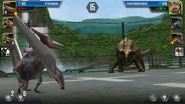 Level 5 Pachyrhinosaurus vs Level 10 Pteranodon.
