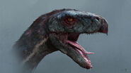 Concept art of Therizinosaurus' head by Kevin Jenkins