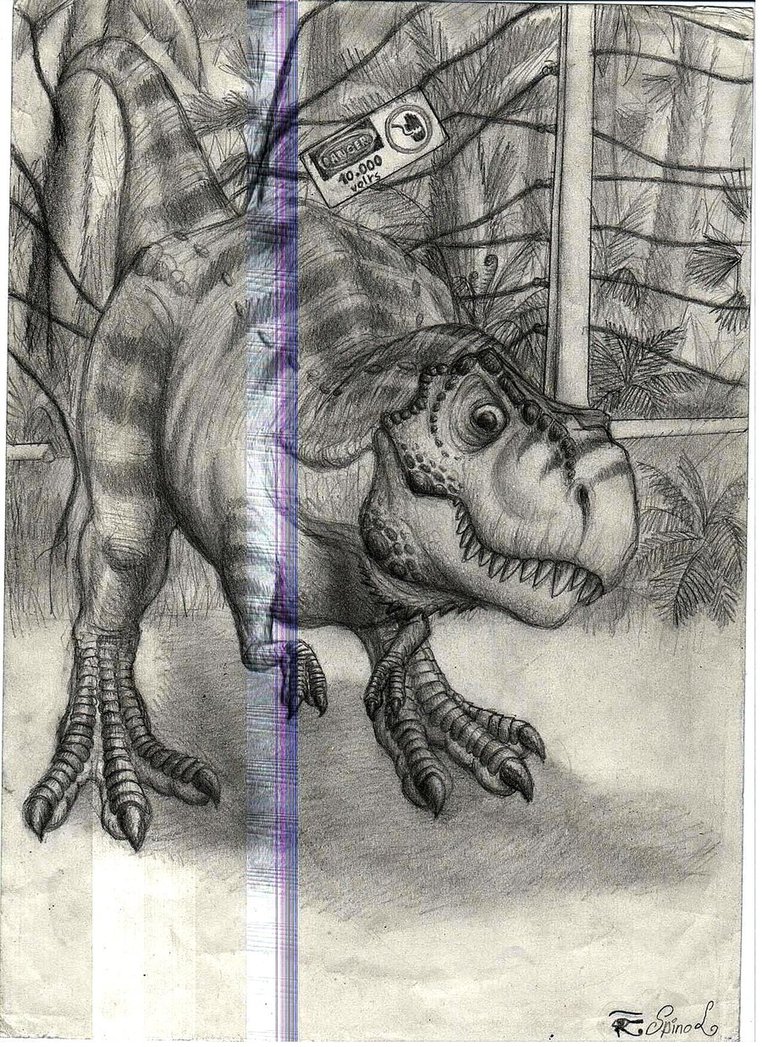 Drawing t-rex, jurassic park 