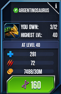 Argentinosaurus Max Stats