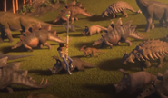 La vue sur plusieurs dinosaures