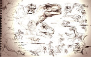 T-Rex,Raptor,and Pteranodon sketches for TLW:JP