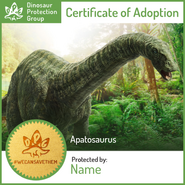 Сертификат DPG о символическом усыновлении апатозавра