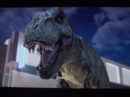 Rexy after she roared at the fleeing hunters: Mitch and Tiffany