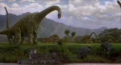 Des Brachiosaurus sur le bord de la rivière d'Isla Sorna
