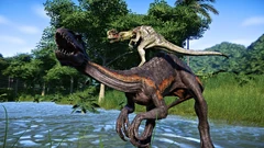 An Indoraptor fighting a .
