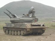 Another image of the side and rear of both the vehicle's body and turret.