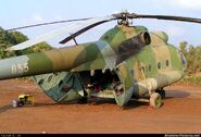 The rear of an MI-8, with doors opened.