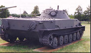 The rear of a PT-76 light tank.