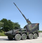 This is the only image I could find of a self-propelled gun variant of the Boxer GTK, the basis for the Leopard G-47.