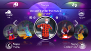 We can't stop the music en el menú de Just Dance Wii 2