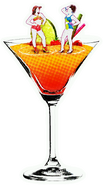 Just Dance 2018 sticker of the coaches on the martini glass from the setting