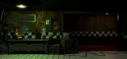 A partial render of The Office within the game with a Freddy Fazbear head sitting on the desk.