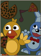 A poster of Chica and Bonnie standing together.