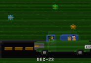 Gron with his whole family inside the green car in the December 23th" minigame.