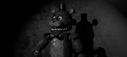 Freddy Fazbear alone on the Show Stage.