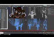 A teaser of the rebooted Freddy missing his eyes tangled in wires along with Chica and Bonnie for a scene of the trailer of the TRTF: Chapter One.