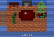 Gron now with his sanity lost, celebrating Christmas with his older son Charles during the "December 24th" Minigame.