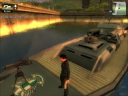 Triton Broadsider with a Mounted Gun, a gun turret and two unusable torpedo launchers.