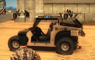 This one is at a military base. Note the gang logo. Also, this one has spawned with a glitched suspension.