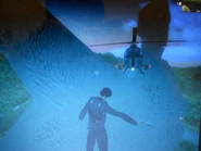 The Giant statue of Salvador Mendoza, with a Guerrilla Delta 5H4 Boxhead parked on it.