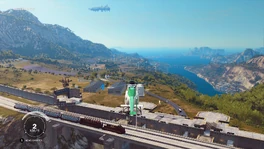 View from the north. A  in the foreground and the  in the distance.