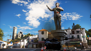 Just Cause 3 statue and armored vehicle
