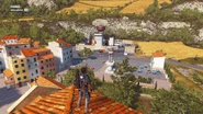 Destroyed Water tower and statue, both still standing. The tower is a glitch, but the statue is not.
