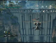 In front of the dam.