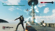 Blowing up the communications mast.