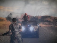 A desert version. This particular one spawned damaged and also with the side gunner standing up right instead of sitting down. This is considered to be a glitch.