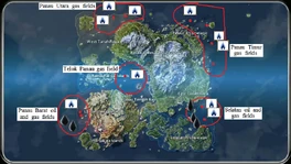 Map of the oil and gas fields in Panau.