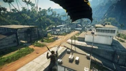 Rico parachuting above Casquillos Vacíos.