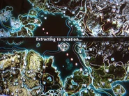 The first half of extracting in Just Cause 2. There are exactly 25 red spots moving from your location to your destination. Depending on how much loading your console, or PC has to do, you might not see them all.