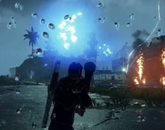 Weird floating lightning effect.png (780 KB) Weird blue lightning glow floating in mid-air. This can be considered a glitch.