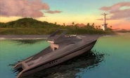 A cancelled yacht. The original different lighthouse is also visible here. This picture is likely from pre-launch promotional materials.
