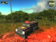 With the emergency light turned on.