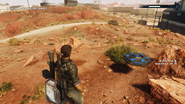 A land mine near the base. This particular one is hovering. Note that there are more of them in the distance.