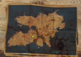 Many construction workers, rebels and soldiers are staring at this exact same map on a table. It has been identified as an upside down map of the Medici island of Sirocco (where Sirocco Nord and Sirocco Sud are at). Why all NPCs are using the map upside down is unknown.