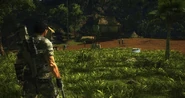Rico observes the people living secluded. (Combat clothing is modified.)