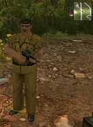 The Rioja boss, who's in charge of liberations and side missions, is located in front of the villa for the liberation and usually behind the villa for sidemissions. His weapon is a Aviv Panthera.