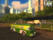 At a bus stop in Esperito City - North. The bus doesn't really stop at bus stops.