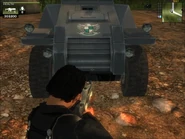 Close-up of the front bumper and spotlights.