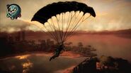 Parachuting at dusk.