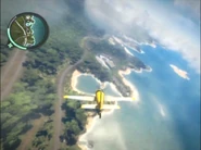 Flying an airplane near Teluk Permata airport.