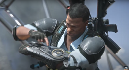 JCM trailer screenshot of a playable character adjusting their grappler